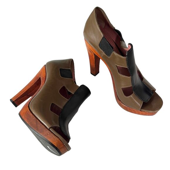 Derek Lam Cage Cut Out Peep Toe Wood Heels 7.5 - Picture 5 of 12